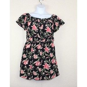 J for Justify Women Black Floral Mini Dress Lightweight Summer Size Large